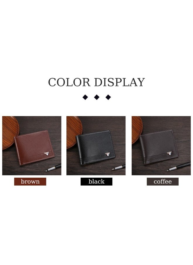 Men's Short Wallet European and American Fashion Retro Multifunctional Wallet Zipper Buckle Card Holder