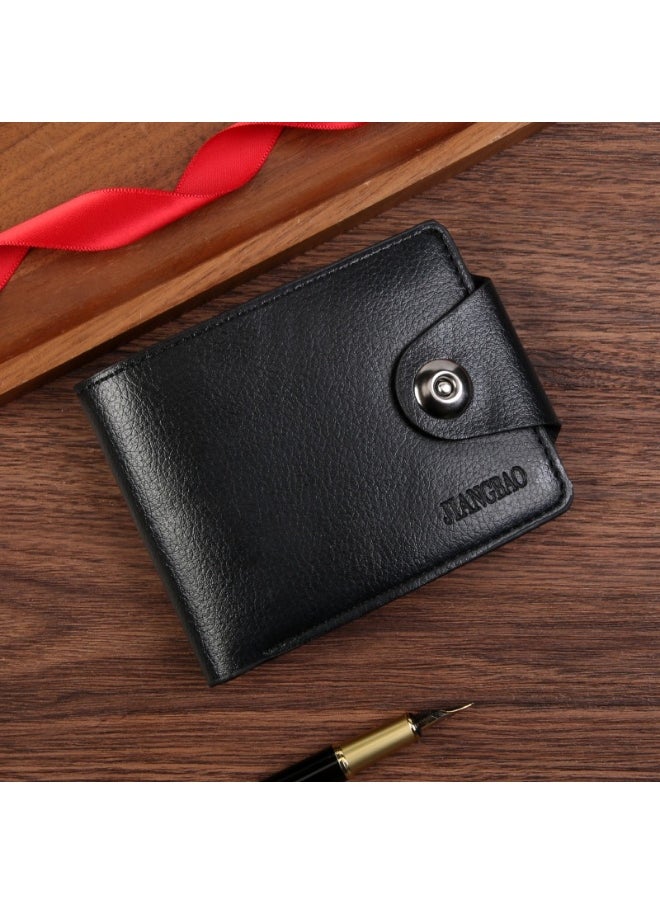 Men's Short Wallet Fashion Retro Multifunctional Wallet Zipper Cross Magnetic Buckle Card Holder