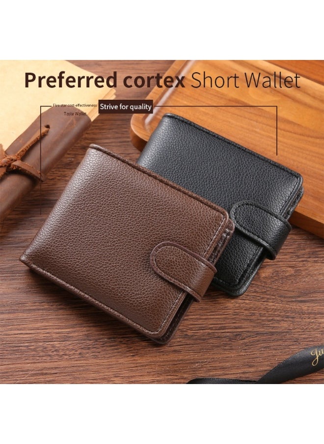 Men's Short Wallet European and American Fashion Retro Multifunctional Wallet Zipper Buckle Card Holder