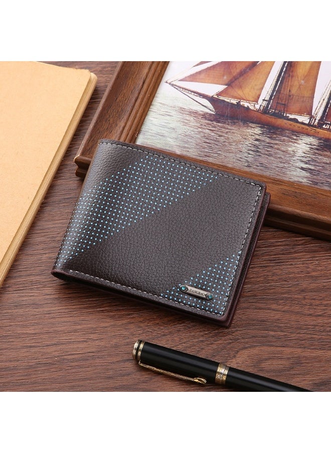Men's Short Wallet Fashion Retro Multifunctional Wallet Zipper Buckle Card Holder