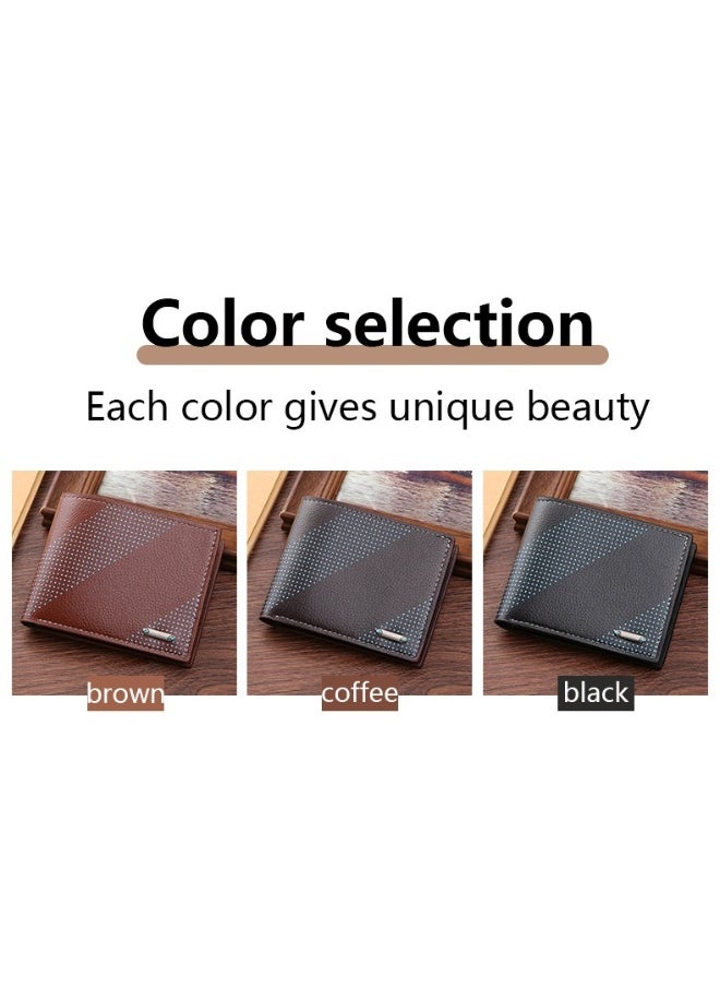 Men's Short Wallet Fashion Retro Multifunctional Wallet Zipper Buckle Card Holder