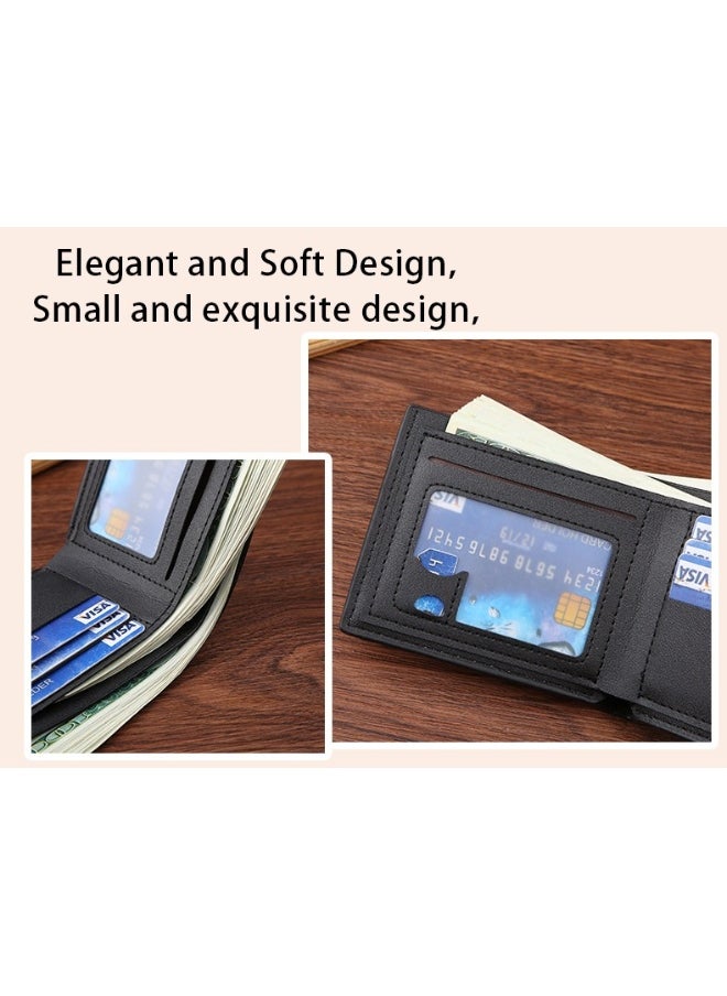 Men's Short Wallet Fashion Retro Multifunctional Wallet Zipper Buckle Card Holder