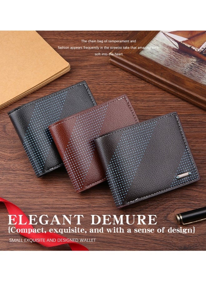 Men's Short Wallet Fashion Retro Multifunctional Wallet Zipper Buckle Card Holder
