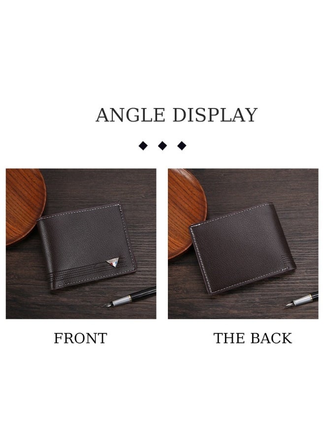 Men's Short Wallet European and American Fashion Retro Multifunctional Wallet Zipper Buckle Card Holder