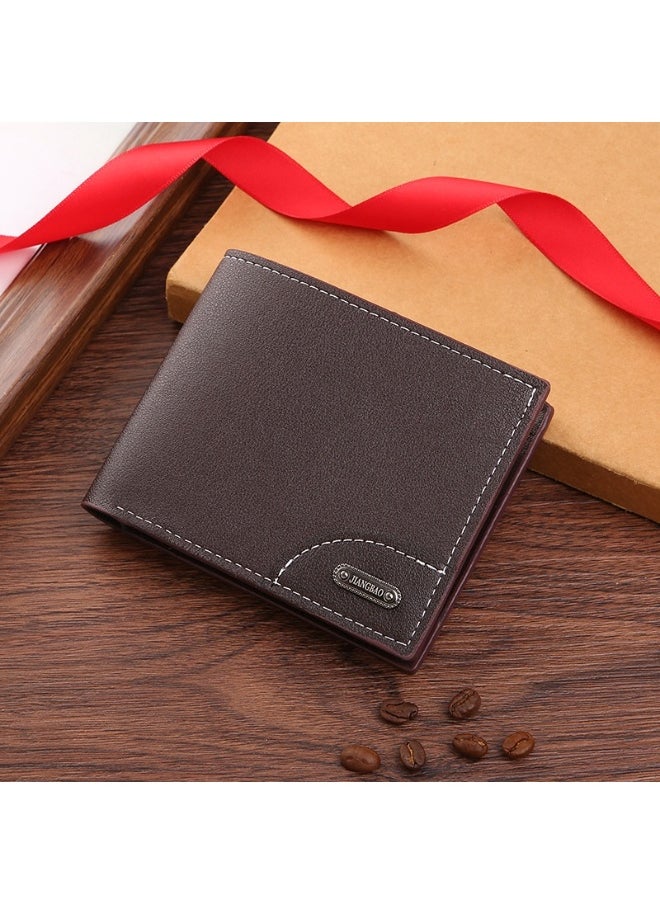 Men's Short Wallet Fashion Retro Multifunctional Wallet Zipper Buckle Card Holder
