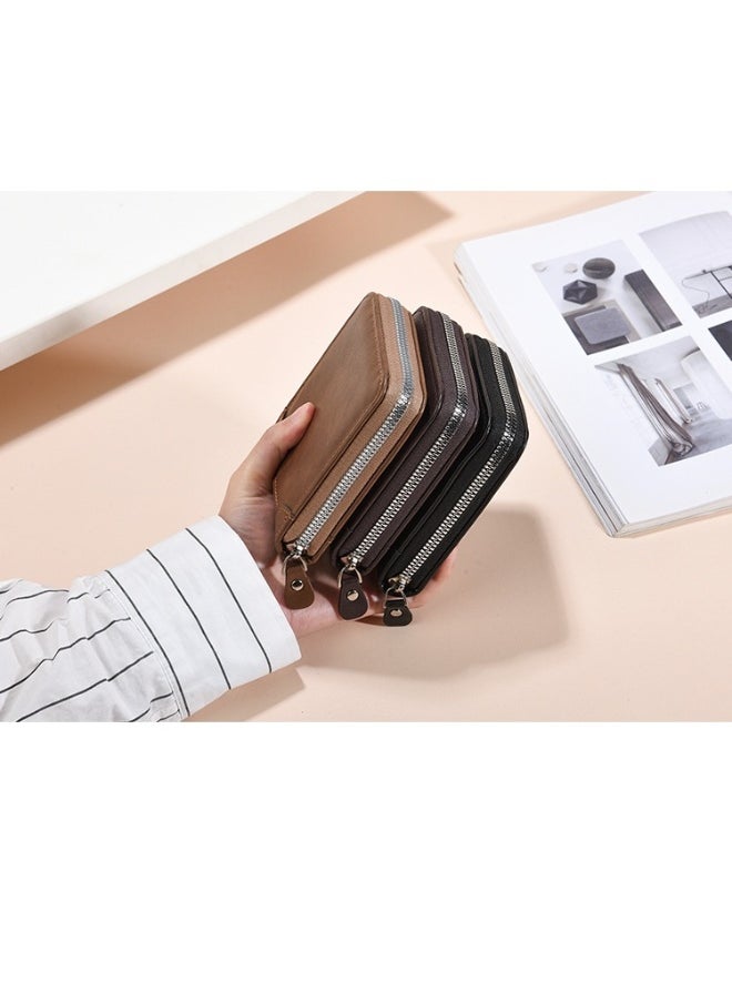 Men's Short Wallet European and American Fashion Retro Multifunctional Wallet Zipper Buckle Card Holder