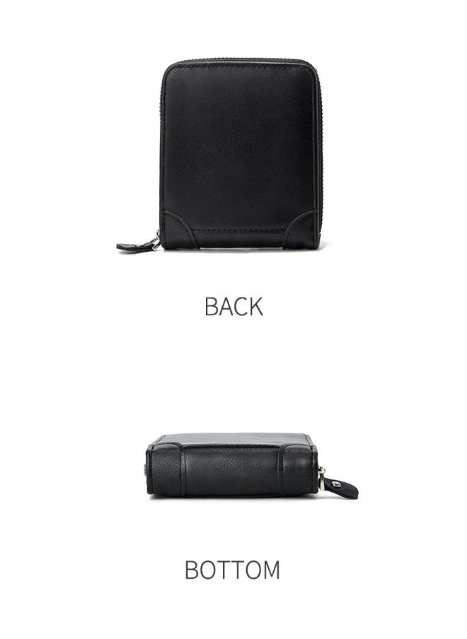 Men's Short Wallet European and American Fashion Retro Multifunctional Wallet Zipper Buckle Card Holder
