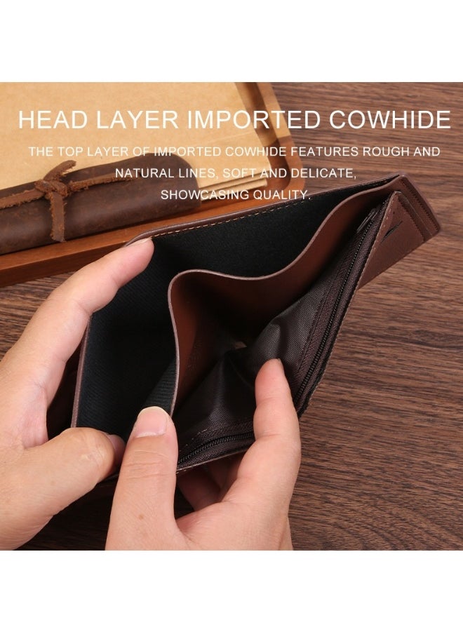 Men's Honeybee Print Short Wallet Fashion Retro Multifunctional Wallet Zipper Buckle Card Holder
