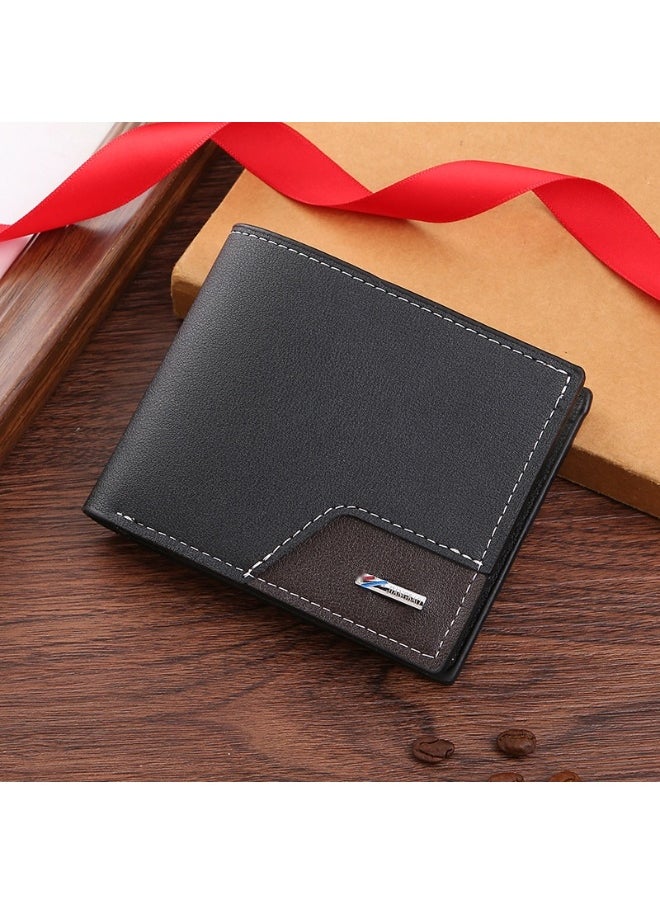 Men's Short Wallet Fashion Retro Multifunctional Wallet Zipper Buckle Card Holder