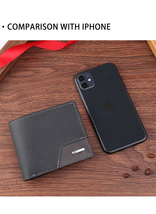 Men's Short Wallet Fashion Retro Multifunctional Wallet Zipper Buckle Card Holder