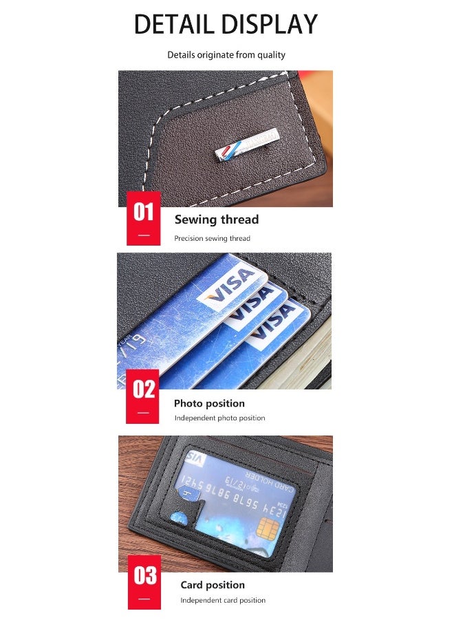 Men's Short Wallet Fashion Retro Multifunctional Wallet Zipper Buckle Card Holder