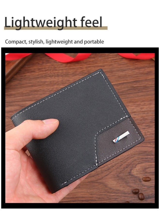 Men's Short Wallet Fashion Retro Multifunctional Wallet Zipper Buckle Card Holder