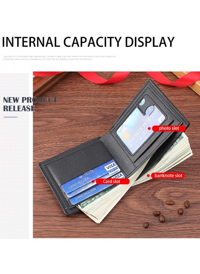 Men's Short Wallet Fashion Retro Multifunctional Wallet Zipper Buckle Card Holder
