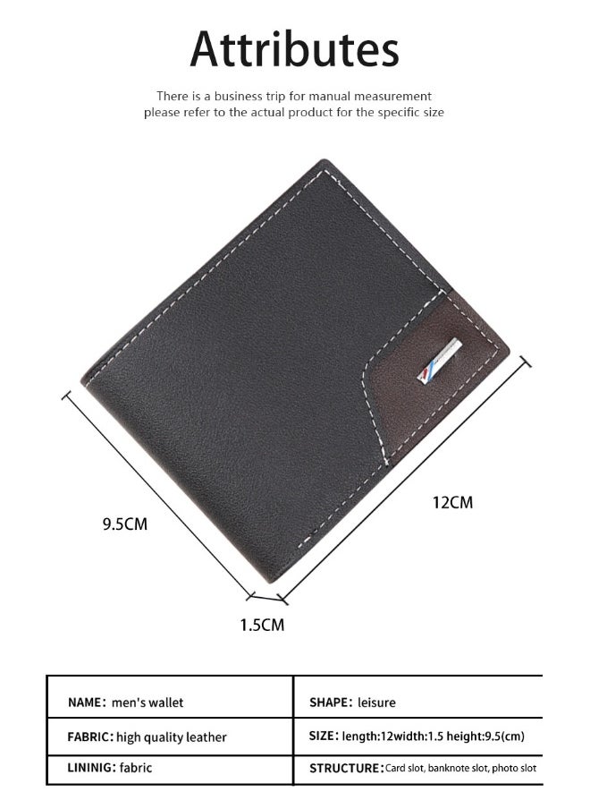 Men's Short Wallet Fashion Retro Multifunctional Wallet Zipper Buckle Card Holder