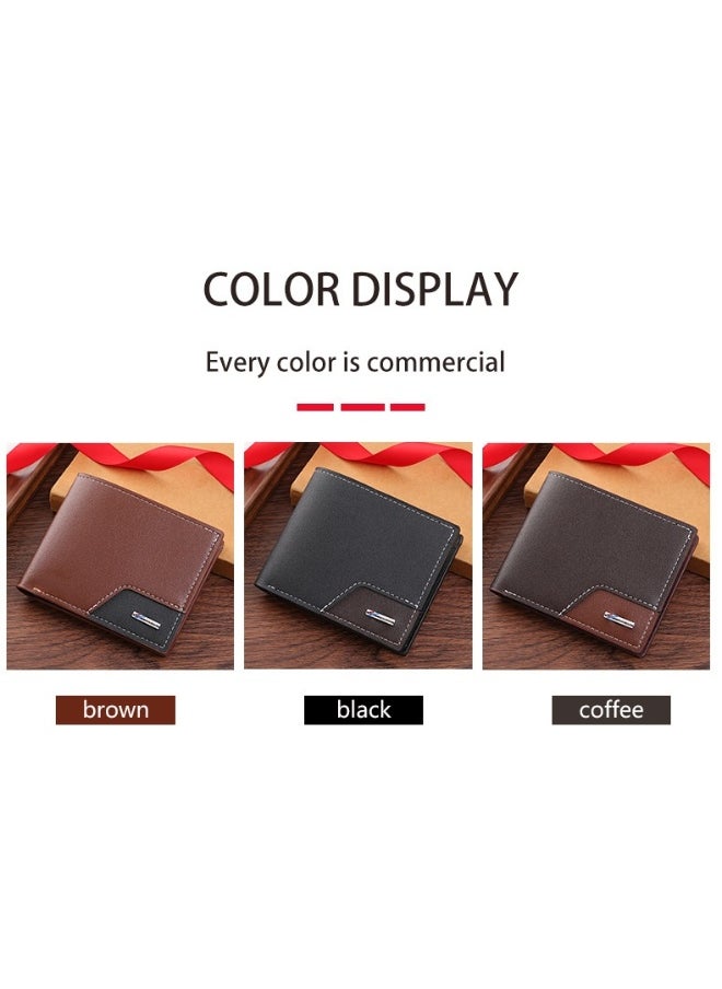 Men's Short Wallet Fashion Retro Multifunctional Wallet Zipper Buckle Card Holder