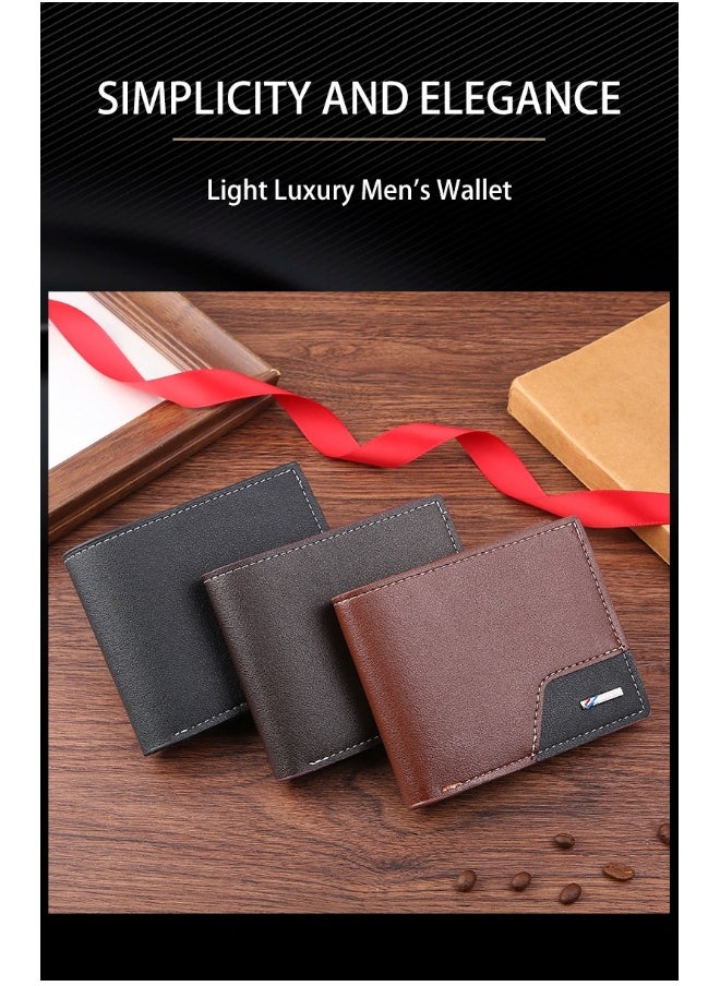 Men's Short Wallet Fashion Retro Multifunctional Wallet Zipper Buckle Card Holder