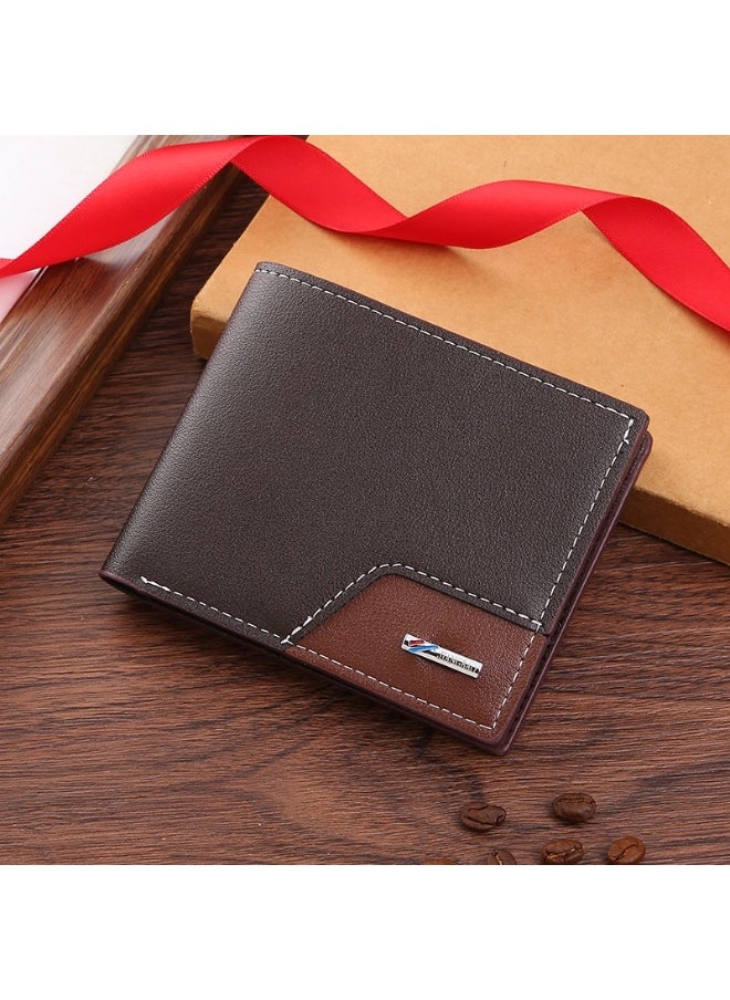 Men's Short Wallet Fashion Retro Multifunctional Wallet Zipper Buckle Card Holder