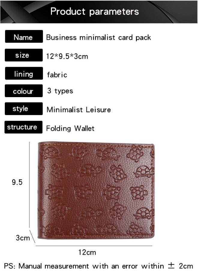 Men's Turtle Print Short Wallet Fashion Retro Multifunctional Wallet Zipper Buckle Card Holder