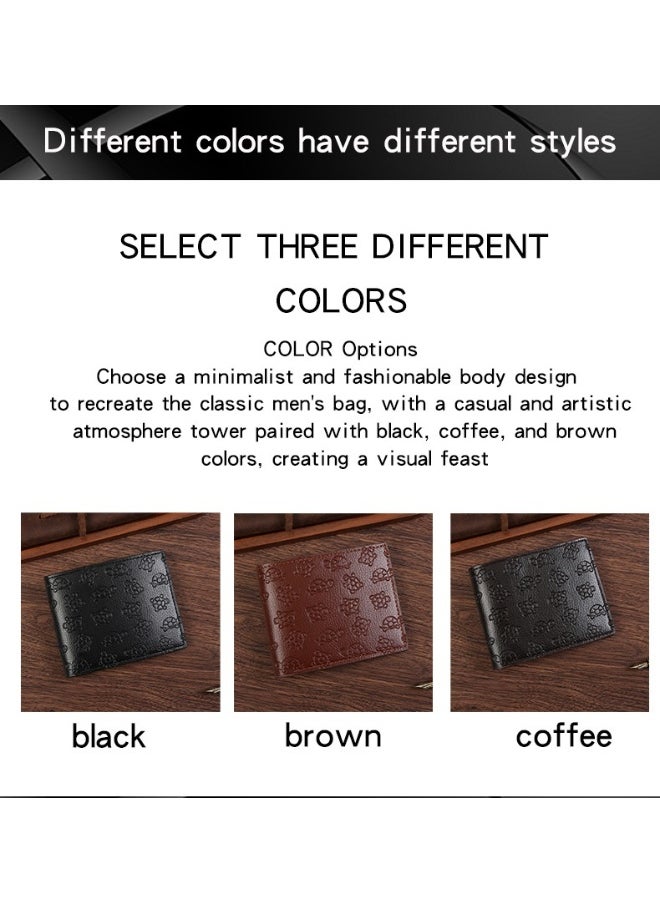 Men's Turtle Print Short Wallet Fashion Retro Multifunctional Wallet Zipper Buckle Card Holder