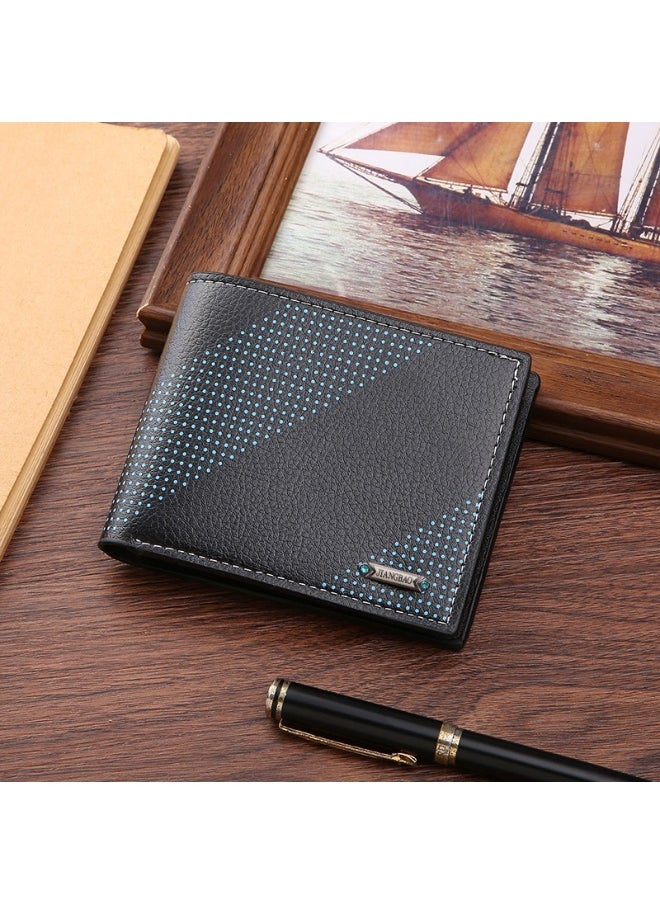 Men's Short Wallet Fashion Retro Multifunctional Wallet Zipper Buckle Card Holder