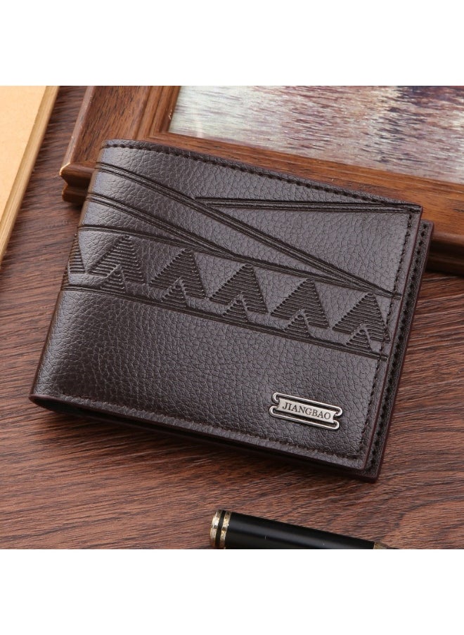 Men's Short Wallet Money Clip Fashion Embossed Horizontal Soft Leather Clip Large Capacity Multi-card Holder