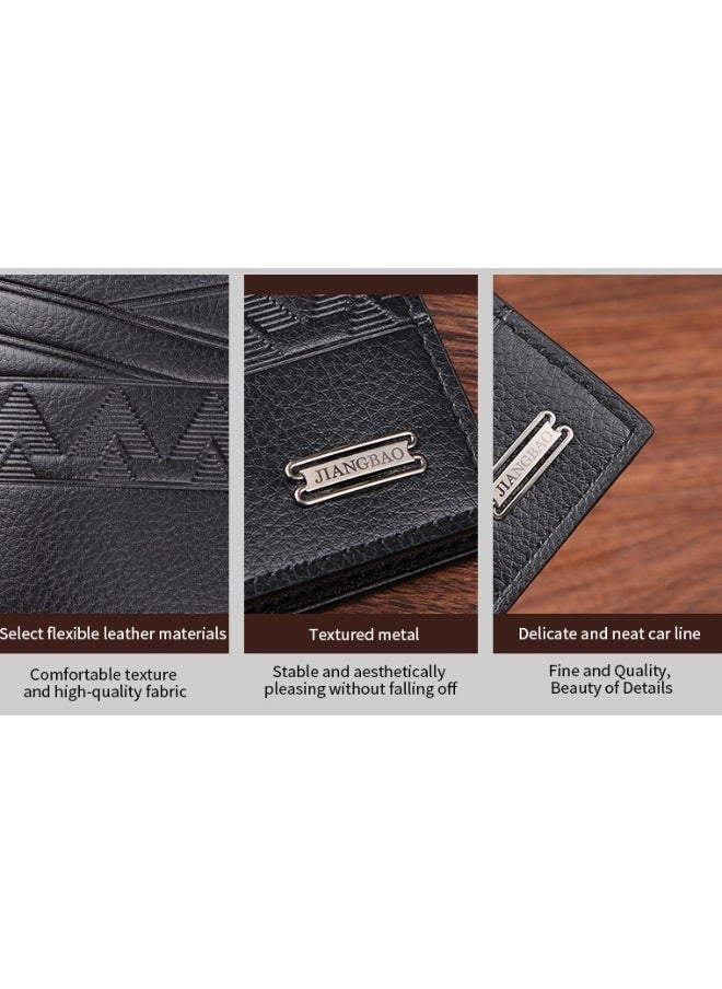 Men's Short Wallet Money Clip Fashion Embossed Horizontal Soft Leather Clip Large Capacity Multi-card Holder