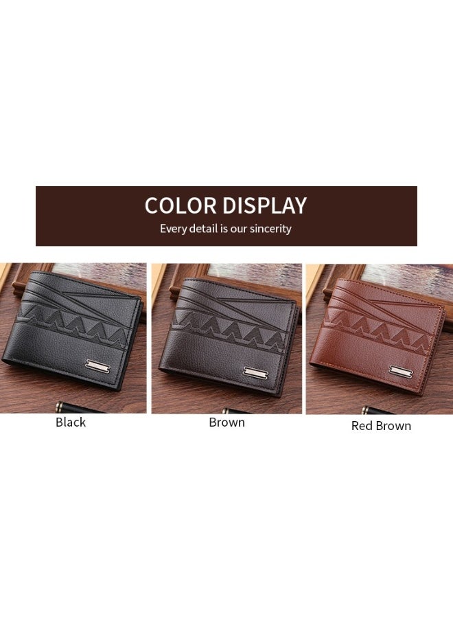 Men's Short Wallet Money Clip Fashion Embossed Horizontal Soft Leather Clip Large Capacity Multi-card Holder