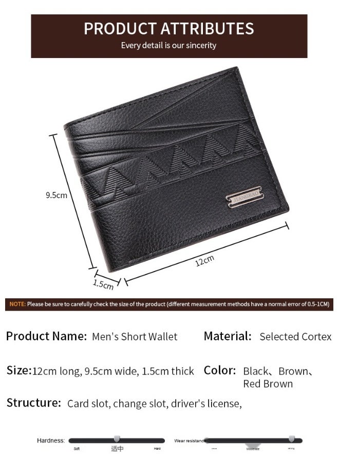 Men's Short Wallet Money Clip Fashion Embossed Horizontal Soft Leather Clip Large Capacity Multi-card Holder
