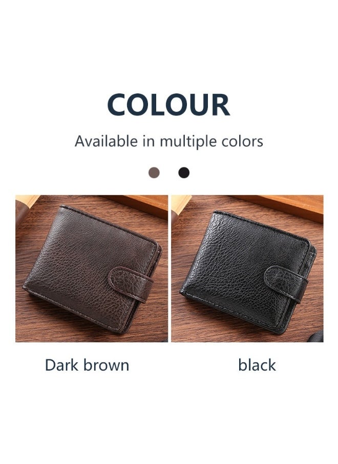 Men's Wallet Durable Leather Short Foreign Trade PU Leather Zipper Buckle Wallet Multi-card Position