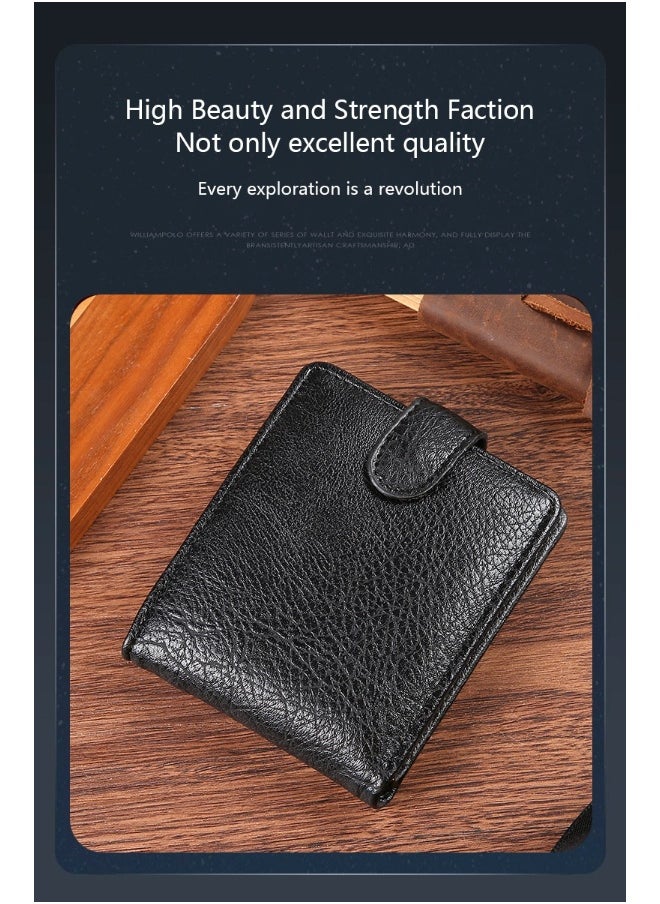 Men's Wallet Durable Leather Short Foreign Trade PU Leather Zipper Buckle Wallet Multi-card Position