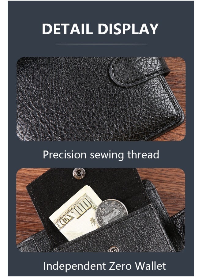 Men's Wallet Durable Leather Short Foreign Trade PU Leather Zipper Buckle Wallet Multi-card Position