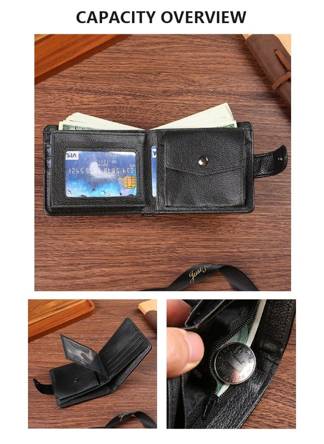 Men's Wallet Durable Leather Short Foreign Trade PU Leather Zipper Buckle Wallet Multi-card Position