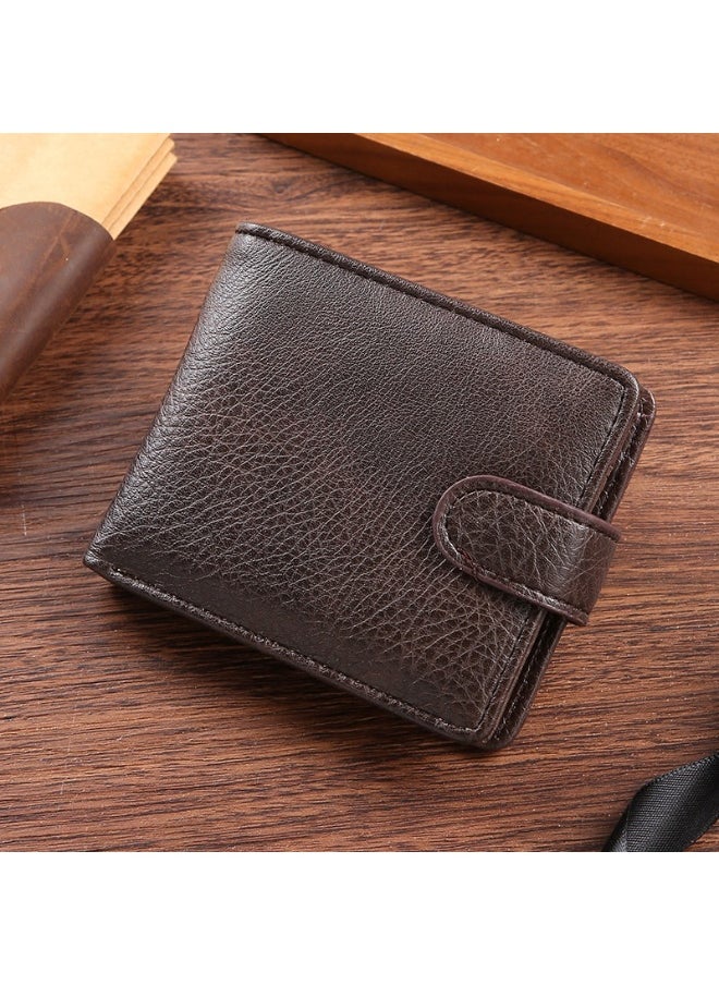 Men's Wallet Durable Leather Short Foreign Trade PU Leather Zipper Buckle Wallet Multi-card Position