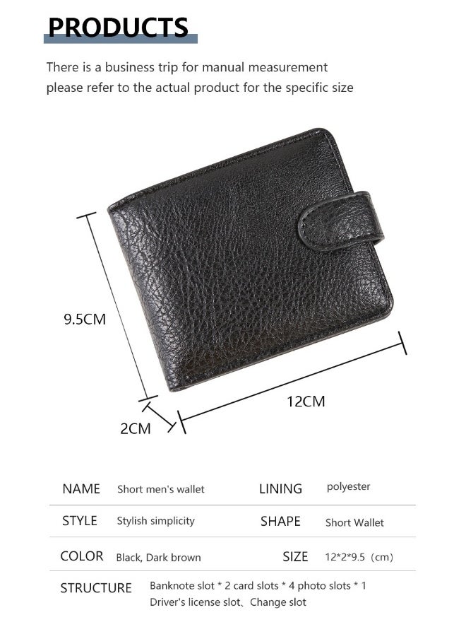 Men's Wallet Durable Leather Short Foreign Trade PU Leather Zipper Buckle Wallet Multi-card Position