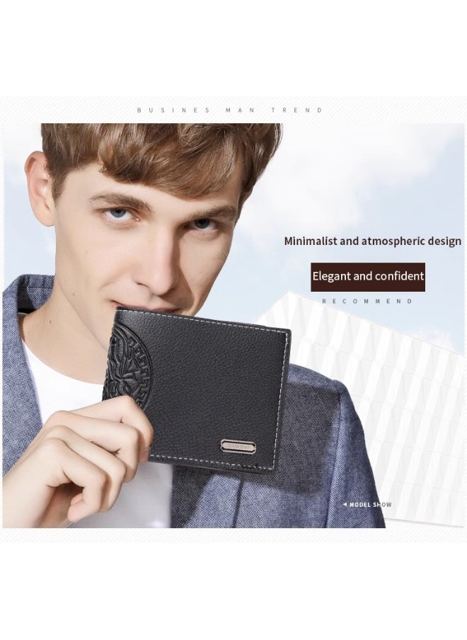 Men's Short Wallet European and American Fashion Retro Multifunctional Wallet Zipper Buckle Card Holder