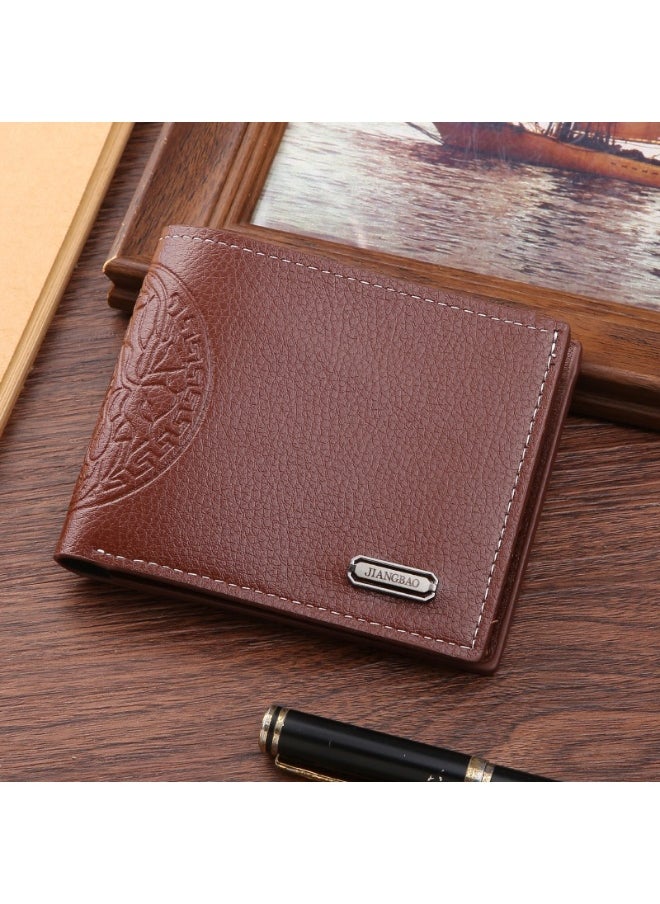 Men's Short Wallet European and American Fashion Retro Multifunctional Wallet Zipper Buckle Card Holder