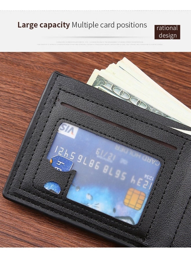 Men's Short Wallet European and American Fashion Retro Multifunctional Wallet Zipper Buckle Card Holder