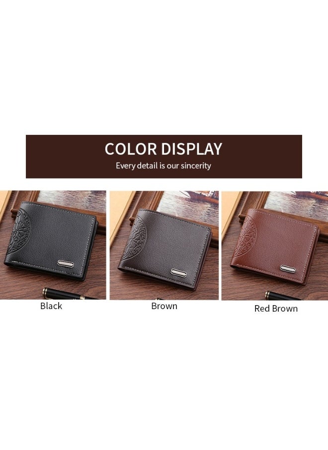 Men's Short Wallet European and American Fashion Retro Multifunctional Wallet Zipper Buckle Card Holder