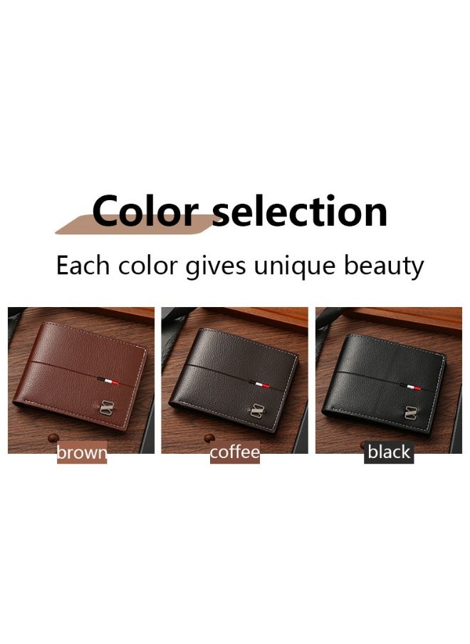 Men's Leather Wallet Bank Credit Card Clip Casual Short PU Leather Coin Bag Men's Card Holder