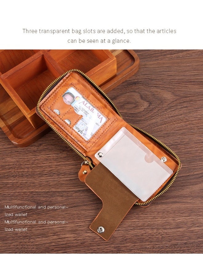 Men's Hot Embossed USD Short Wallet Fashion Retro Multifunctional Wallet Zipper Buckle Card Holder