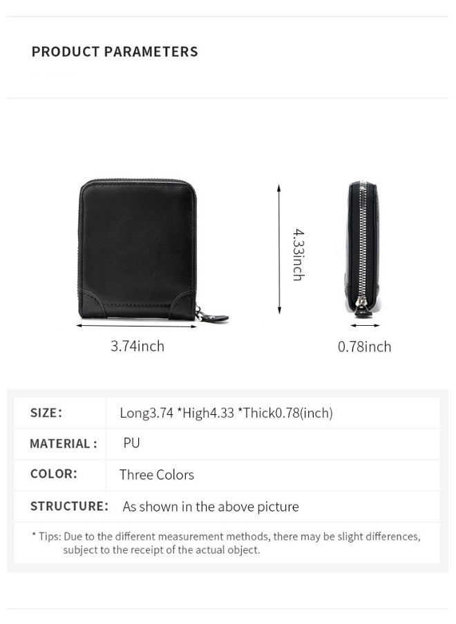 Men's Short Wallet European and American Fashion Retro Multifunctional Wallet Zipper Buckle Card Holder