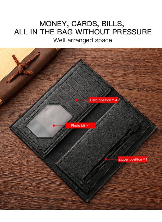 New Men's Fashion Long Wallet Soft Leather Wallet Holding Bag Large Capacity Business Bag Multi-card Card Holder