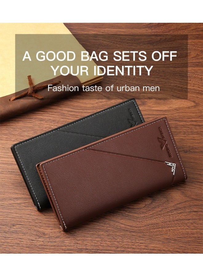 New Men's Fashion Long Wallet Soft Leather Wallet Holding Bag Large Capacity Business Bag Multi-card Card Holder