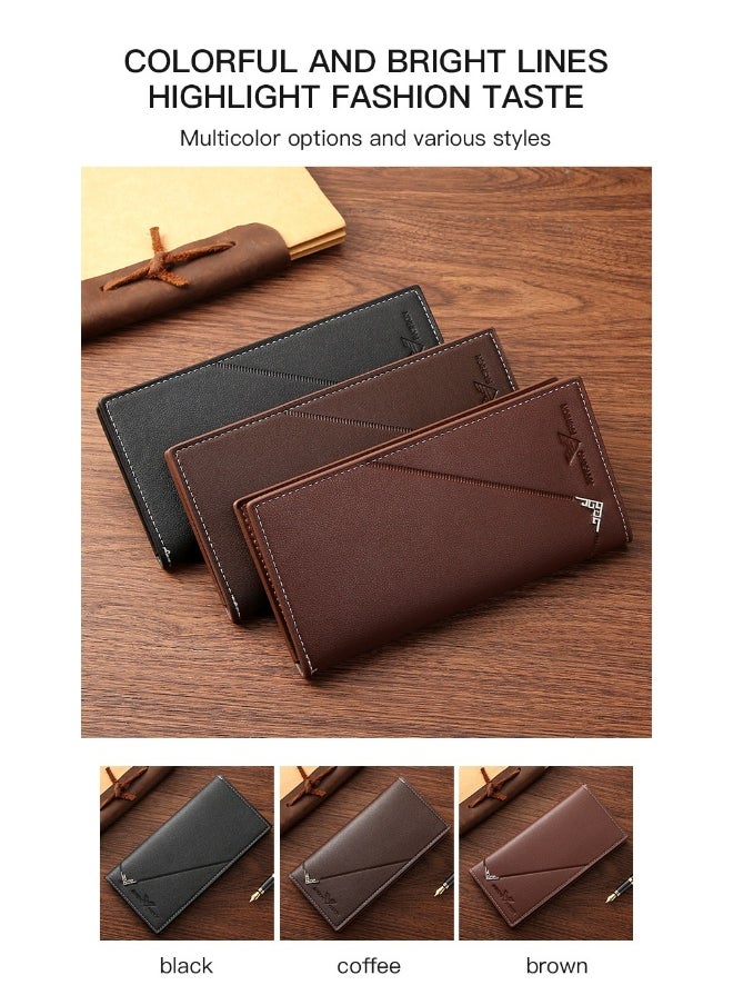 New Men's Fashion Long Wallet Soft Leather Wallet Holding Bag Large Capacity Business Bag Multi-card Card Holder