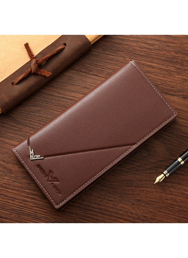 New Men's Fashion Long Wallet Soft Leather Wallet Holding Bag Large Capacity Business Bag Multi-card Card Holder