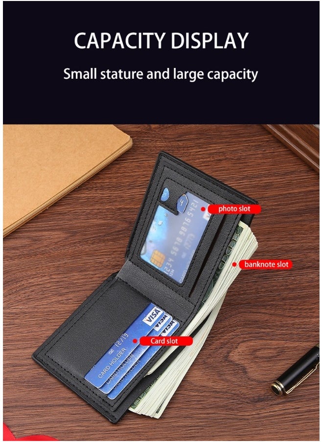 Men's Wallet Short Casual Fashion Simple Thin Wallet Youth Large Capacity Card Holder Coin Wallet