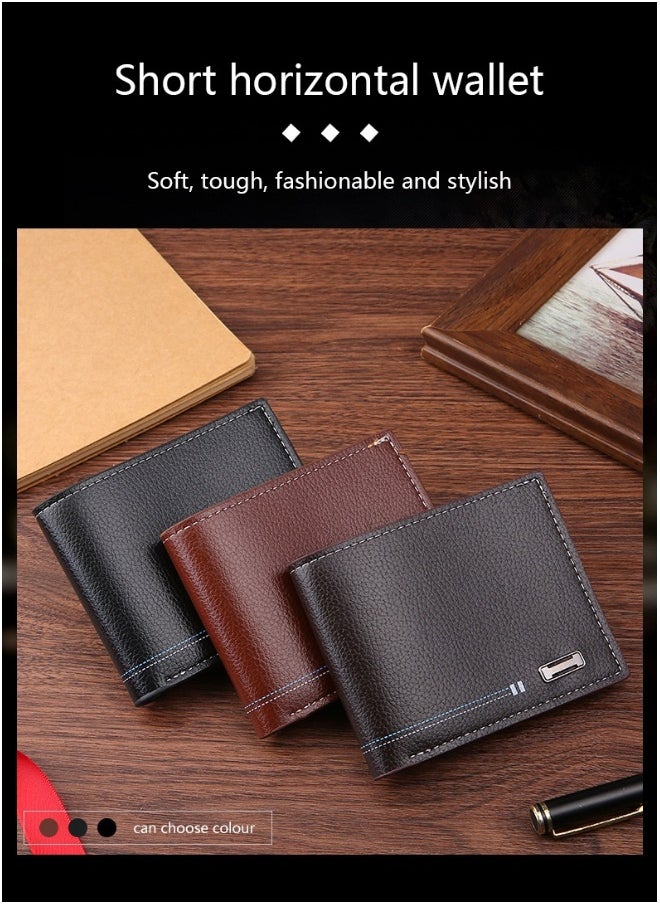 Men's Wallet Short Casual Fashion Simple Thin Wallet Youth Large Capacity Card Holder Coin Wallet