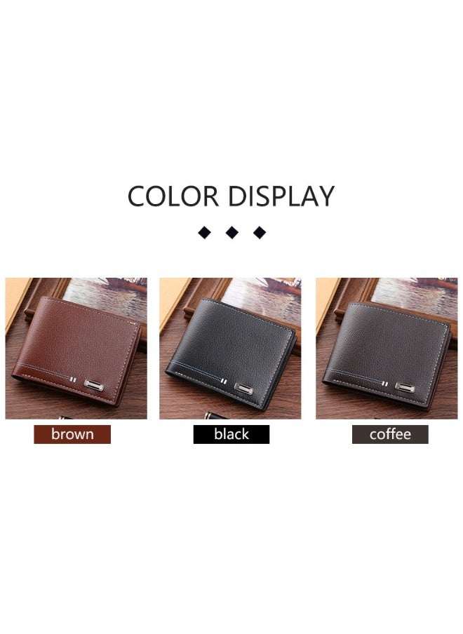 Men's Wallet Short Casual Fashion Simple Thin Wallet Youth Large Capacity Card Holder Coin Wallet