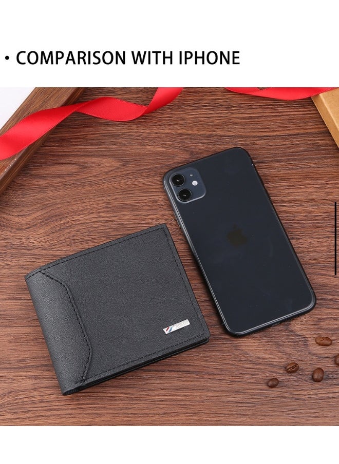 Men's Short Wallet Fashion Retro Multifunctional Wallet Zipper Buckle Card Holder