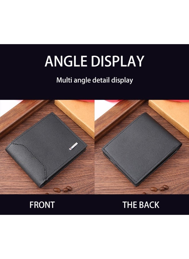 Men's Short Wallet Fashion Retro Multifunctional Wallet Zipper Buckle Card Holder